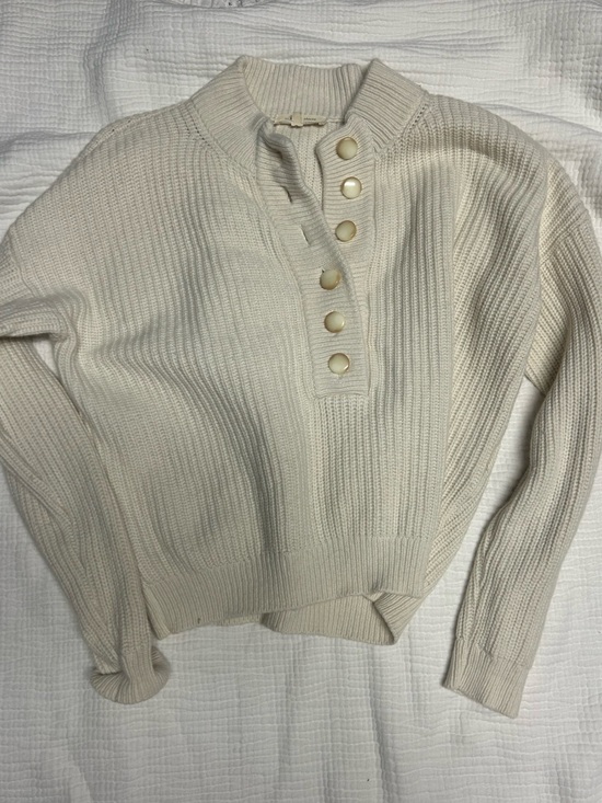 Sezane Sweaters - Sezane Cream Button-Front Ribbed Pullover